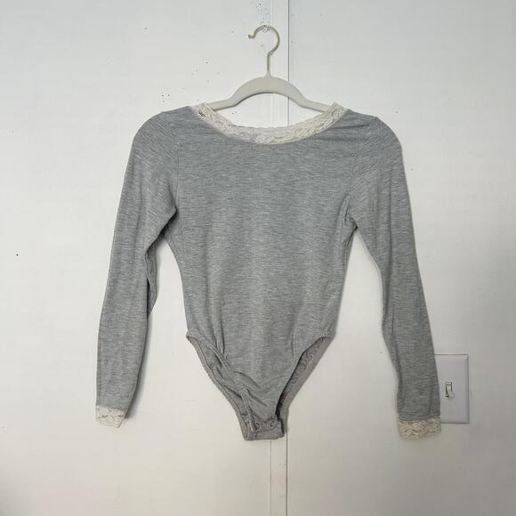 Gray Long Sleeve Y2K Bodysuit - Picture 1 of 4